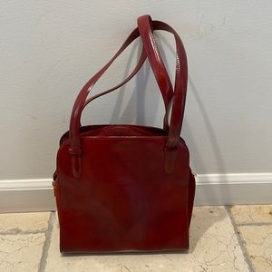 Red Leather Longchamp Shoulder Bag
